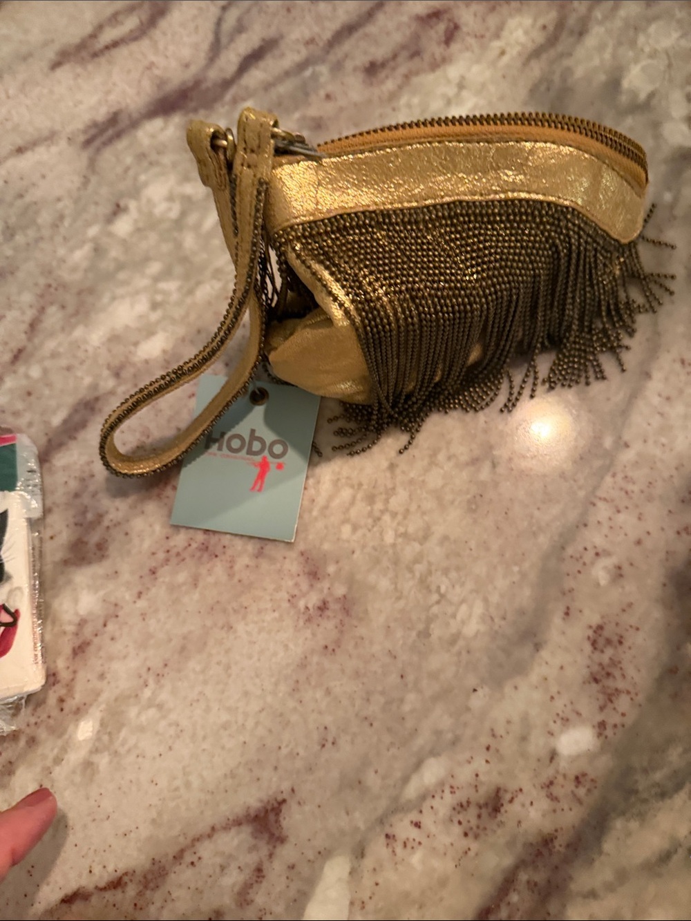HOBO Metallic Gold Fringe Wristlet - Picture 2 of 2